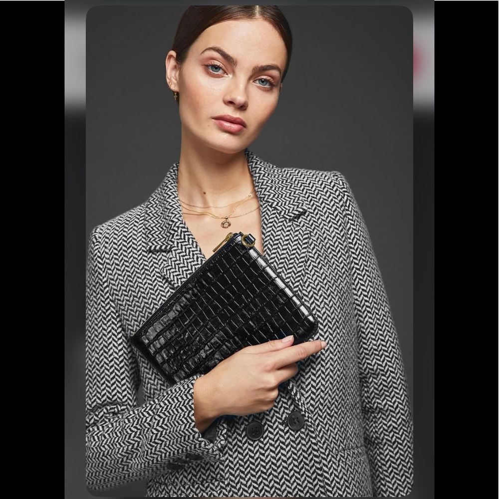 Leather zipper pouch black one anine bing